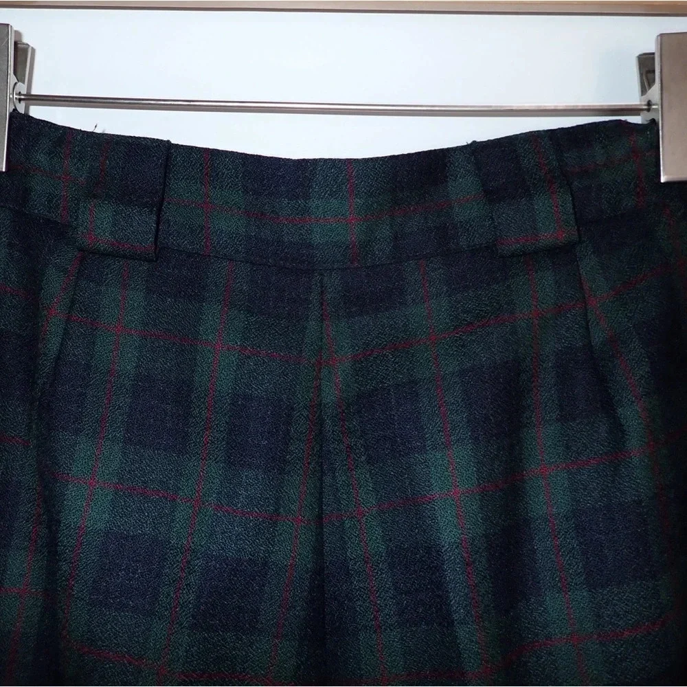 Vintage Savannah Plaid Green and Blue Wool High Waisted Pants 18
